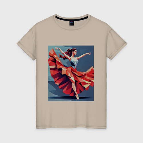 Женская футболка хлопок Испанский танец, цвет миндальный