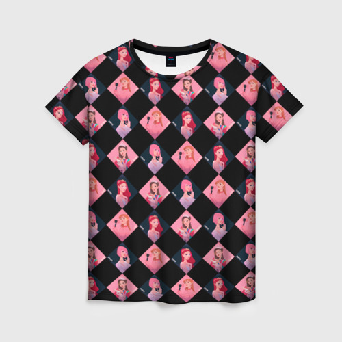 Женская футболка 3D Клеточка black Pink, цвет 3D печать