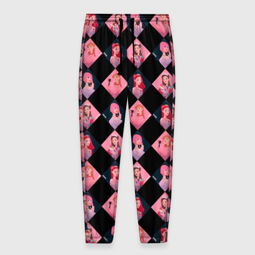 Мужские брюки 3D Клеточка black Pink, цвет 3D печать