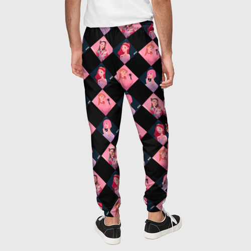 Мужские брюки 3D Клеточка black Pink, цвет 3D печать - фото 5