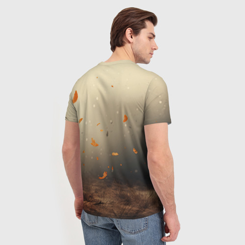Мужская футболка 3D с принтом Осенний туман, вид сзади #2
