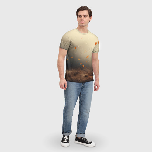 Мужская футболка 3D с принтом Осенний туман, вид сбоку #3