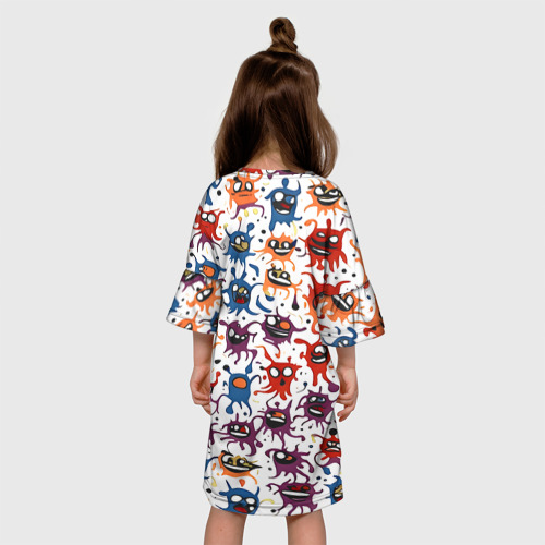 Детское платье 3D с принтом Веселые медузы, вид сзади #2