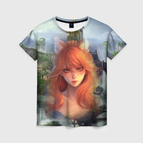 Женская футболка 3D Аниме девушка лиса, цвет 3D печать