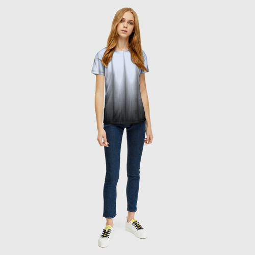 Женская футболка 3D Черный полосатый градиент, цвет 3D печать - фото 5