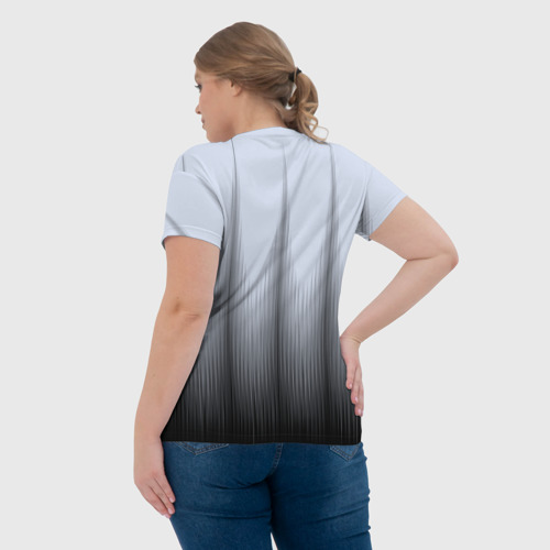 Женская футболка 3D Черный полосатый градиент, цвет 3D печать - фото 7