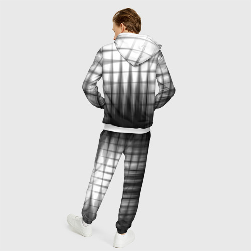 Мужской костюм 3D Черная градиентная клетка, цвет белый - фото 4
