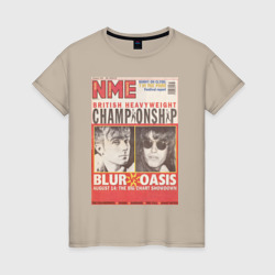 Женская футболка хлопок Blur vs Oasis 1995