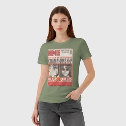 Женская футболка хлопок Blur vs Oasis 1995 - фото 2