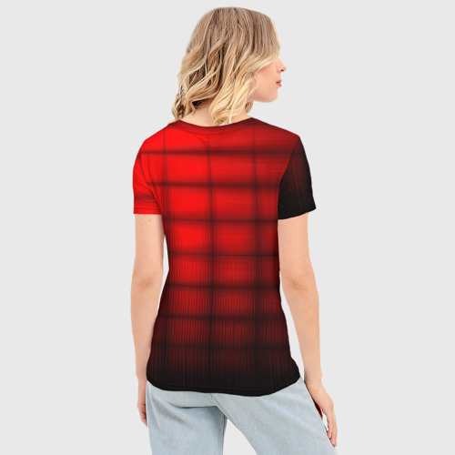 Женская футболка 3D Slim Просто красно-черная клетка, цвет 3D печать - фото 4