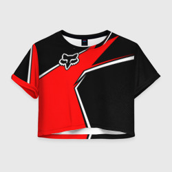 Женская футболка Crop-top 3D Fox мотокросс - красный