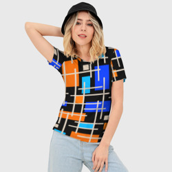 Женская футболка 3D Slim Разноцветная прямоугольная абстракция - фото 2