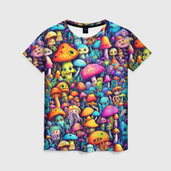 Женская футболка 3D Кислотные психоделические грибы