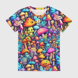 Женская футболка 3D Кислотные психоделические грибы