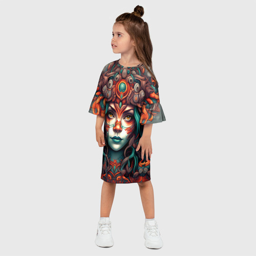 Детское платье 3D Королева леса, цвет 3D печать - фото 3