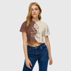 Женская футболка Crop-top 3D Утренний кофейный аромат - фото 2