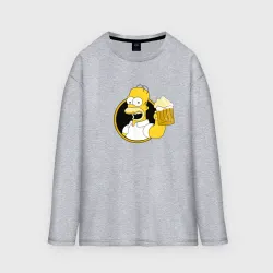 Женский лонгслив oversize хлопок Гомер и пиво