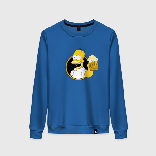 Женский свитшот хлопок с принтом Гомер и пиво, вид спереди #2