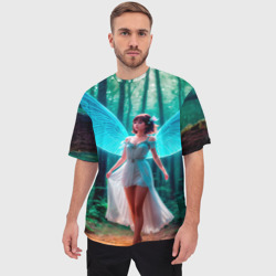 Мужская футболка oversize 3D Девушка фея в дремучем лесу - фото 2