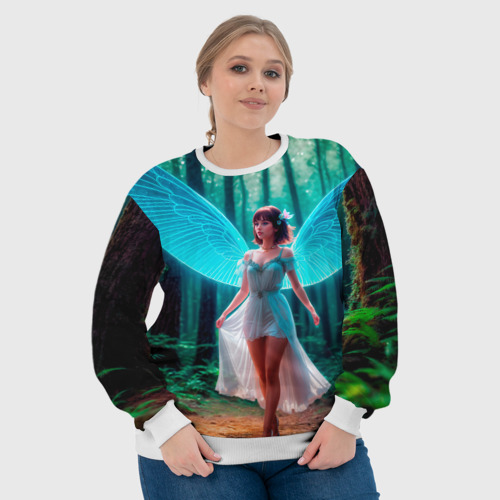 Женский свитшот 3D Девушка фея в дремучем лесу, цвет 3D печать - фото 6