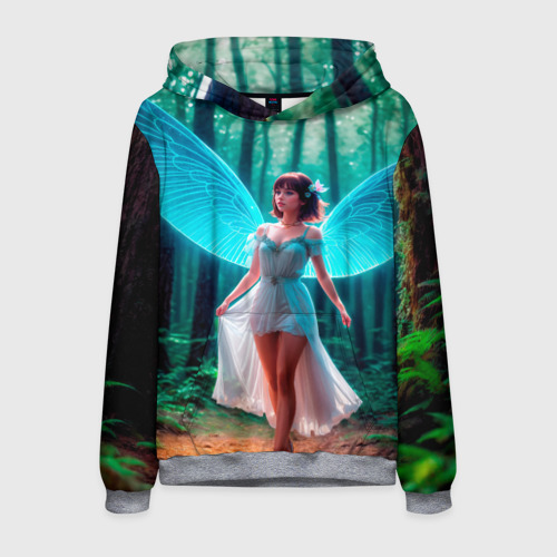 Мужская толстовка 3D Девушка фея в дремучем лесу, цвет меланж
