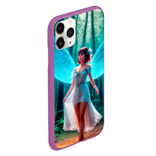 Чехол для iPhone 11 Pro матовый с принтом Девушка фея в дремучем лесу, вид сбоку #3