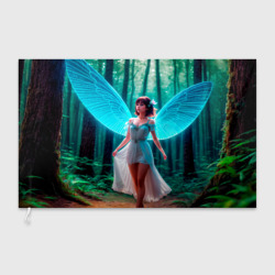 Флаг 3D Девушка фея в дремучем лесу