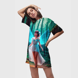 Платье-футболка 3D Девушка фея в дремучем лесу - фото 2