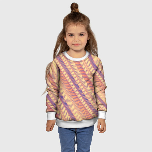 Детский свитшот 3D Персиковый полосатый, цвет 3D печать - фото 7