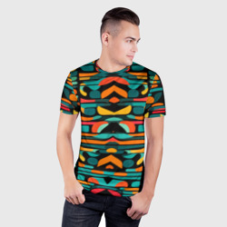Мужская футболка 3D Slim Абстрактный красочный паттерн - мода - фото 2