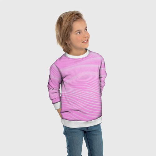 Детский свитшот 3D Волны светло-розовый, цвет 3D печать - фото 5
