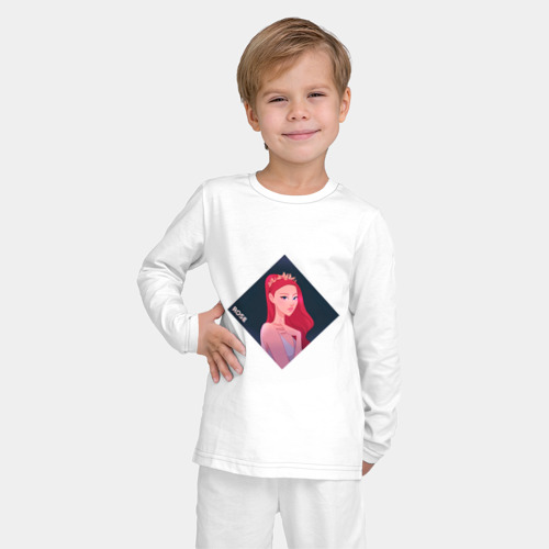 Детская пижама с лонгсливом хлопок с принтом Арт Розе из BlackPink, фото на моделе #1