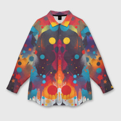 Мужская рубашка oversize 3D Mirrow colorful blots - abstraction - Vogue