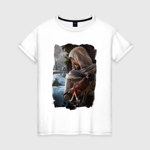 Женская футболка хлопок с принтом Assassins Creed Mirage Асасин Крид Мираж, вид спереди #2