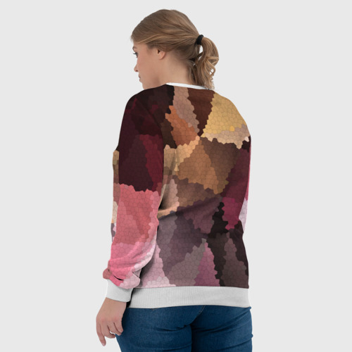 Женский свитшот 3D Мозаика в коричнево-розовых тонах, цвет 3D печать - фото 7