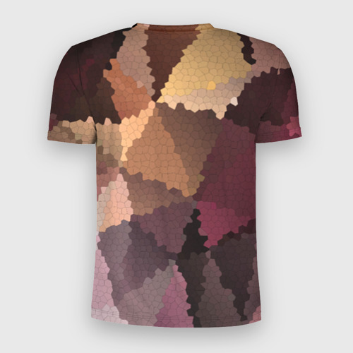 Мужская футболка 3D Slim с принтом Мозаика в коричнево-розовых тонах, вид сзади #1