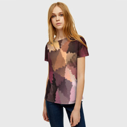 Женская футболка 3D Мозаика в коричнево-розовых тонах - фото 2