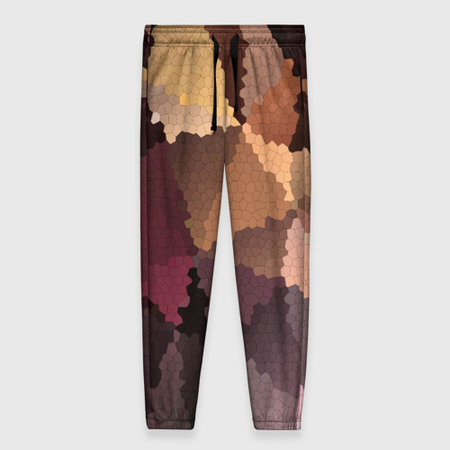 Женские брюки 3D с принтом Мозаика в коричнево-розовых тонах, вид спереди #2