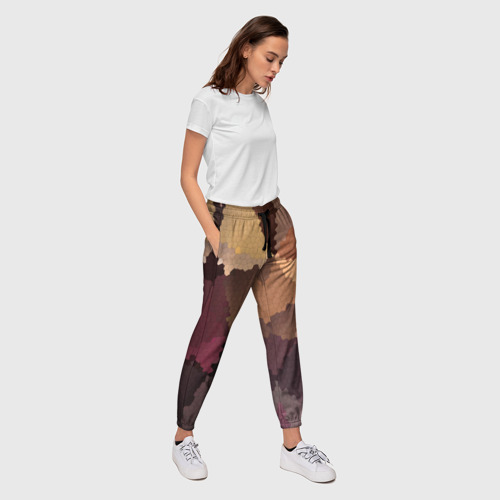 Женские брюки 3D с принтом Мозаика в коричнево-розовых тонах, вид сбоку #3