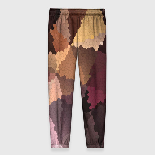 Женские брюки 3D с принтом Мозаика в коричнево-розовых тонах, вид сзади #1