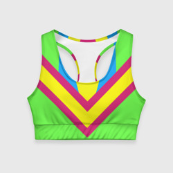 Женский спортивный топ 3D В стиле олимпийки 90х с жёлто-синей геометрией