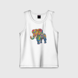 Детская майка хлопок Разноцветный слоник с орнаментом
