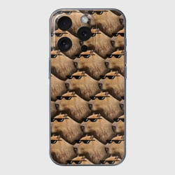 Чехол для iPhone 15 Pro Max силиконовый с защитой камеры Крутая капибара - мем