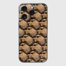 Чехол для iPhone 15 Pro силиконовый с защитой камеры Крутая капибара - мем
