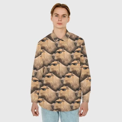 Мужская рубашка oversize 3D Крутая капибара - мем - фото 2