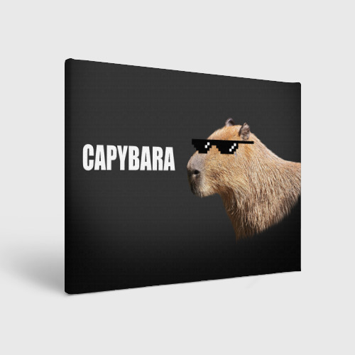 Холст прямоугольный Капибара в очках - мем, цвет 3D печать