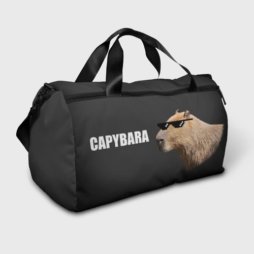 Сумка спортивная 3D Капибара в очках - мем