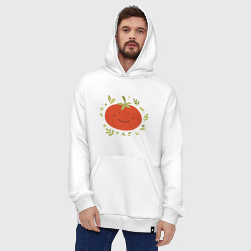 Худи SuperOversize хлопок Веселый помидор, цвет белый - фото 5