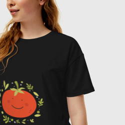 Женская футболка хлопок Oversize Веселый помидор - фото 2
