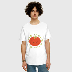 Мужская футболка хлопок Oversize Веселый помидор - фото 2